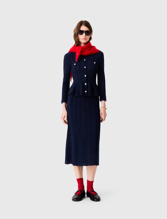 Knit dress with peplum waist Navy