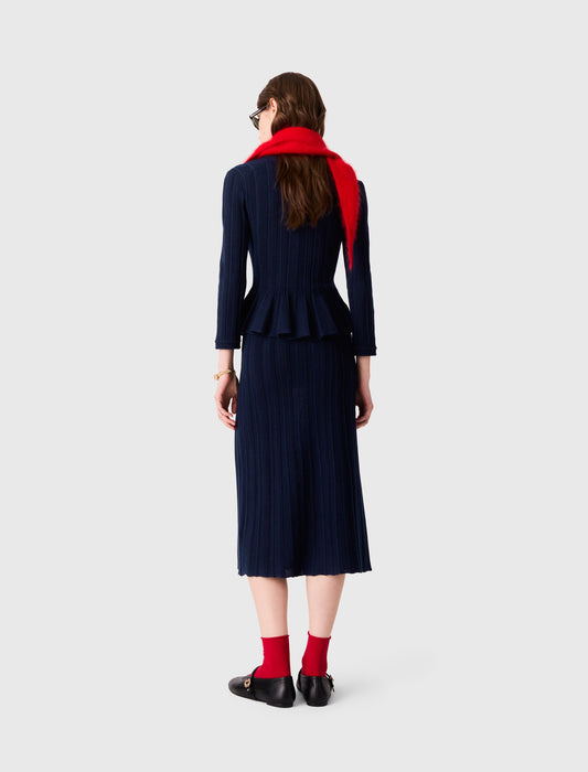 Knit dress with peplum waist Navy