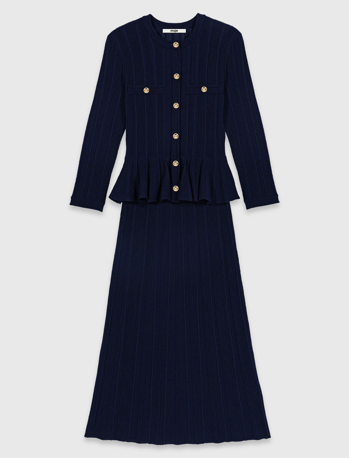 Knit dress with peplum waist Navy