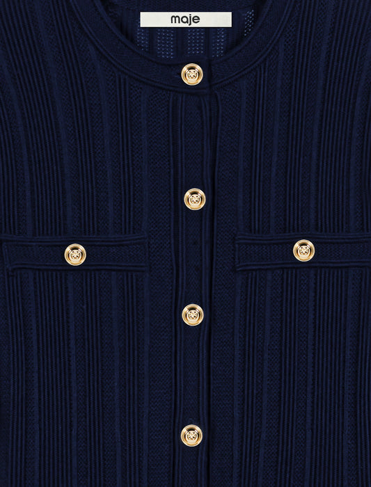 Knit dress with peplum waist Navy