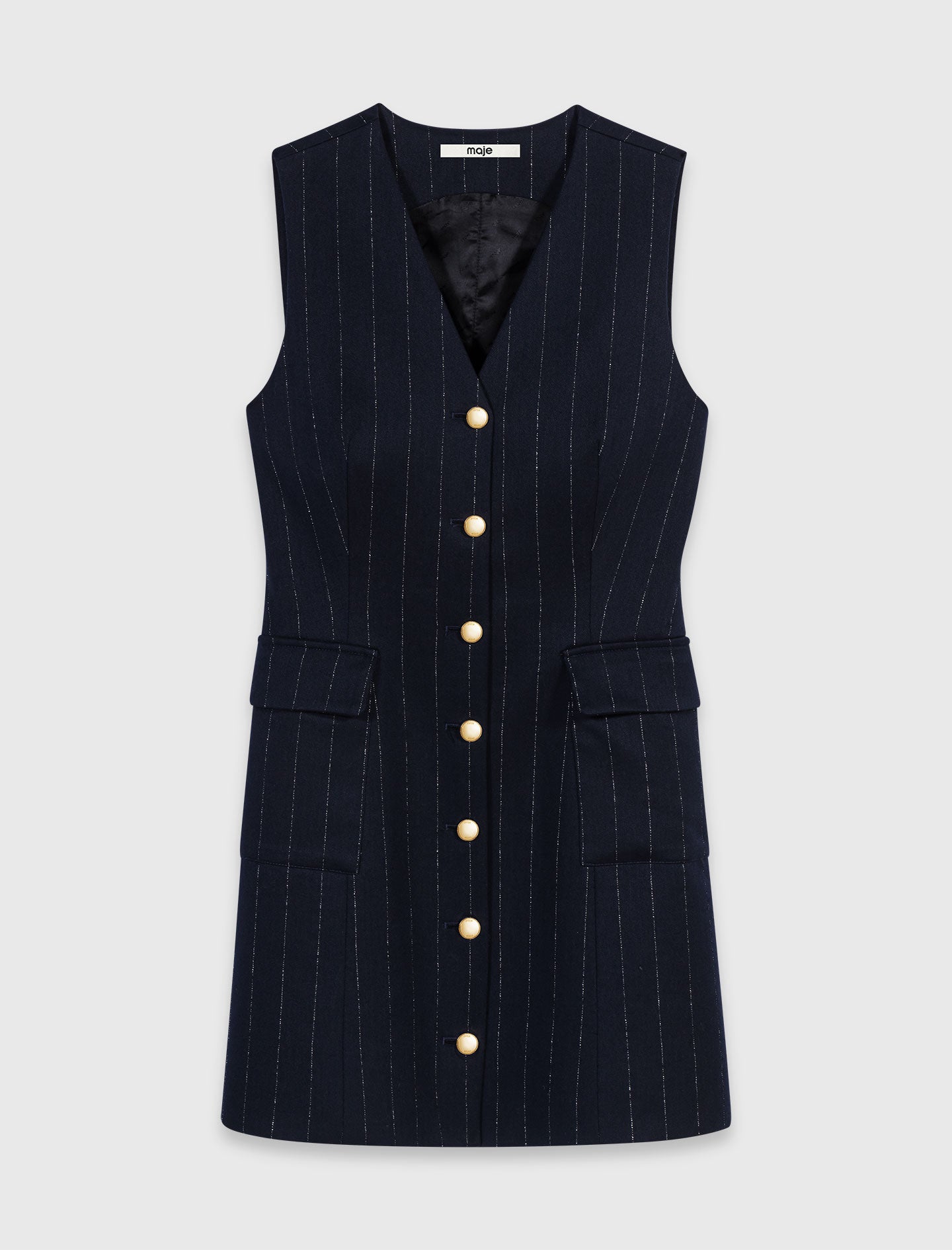 Sleeveless tailored lurex dress Navy