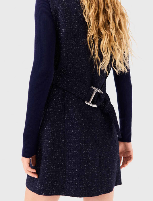 Short lurex tweed dress Navy
