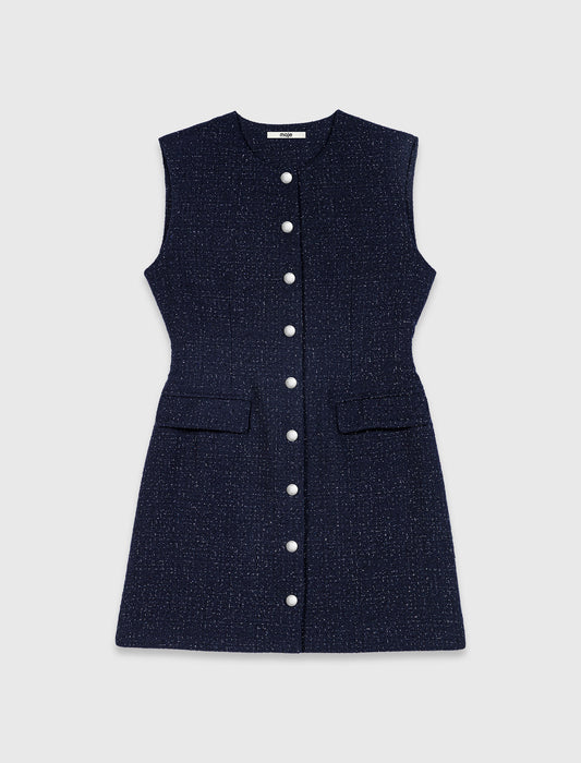 Short lurex tweed dress Navy