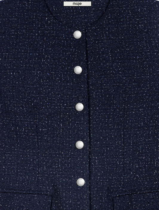 Short lurex tweed dress Navy