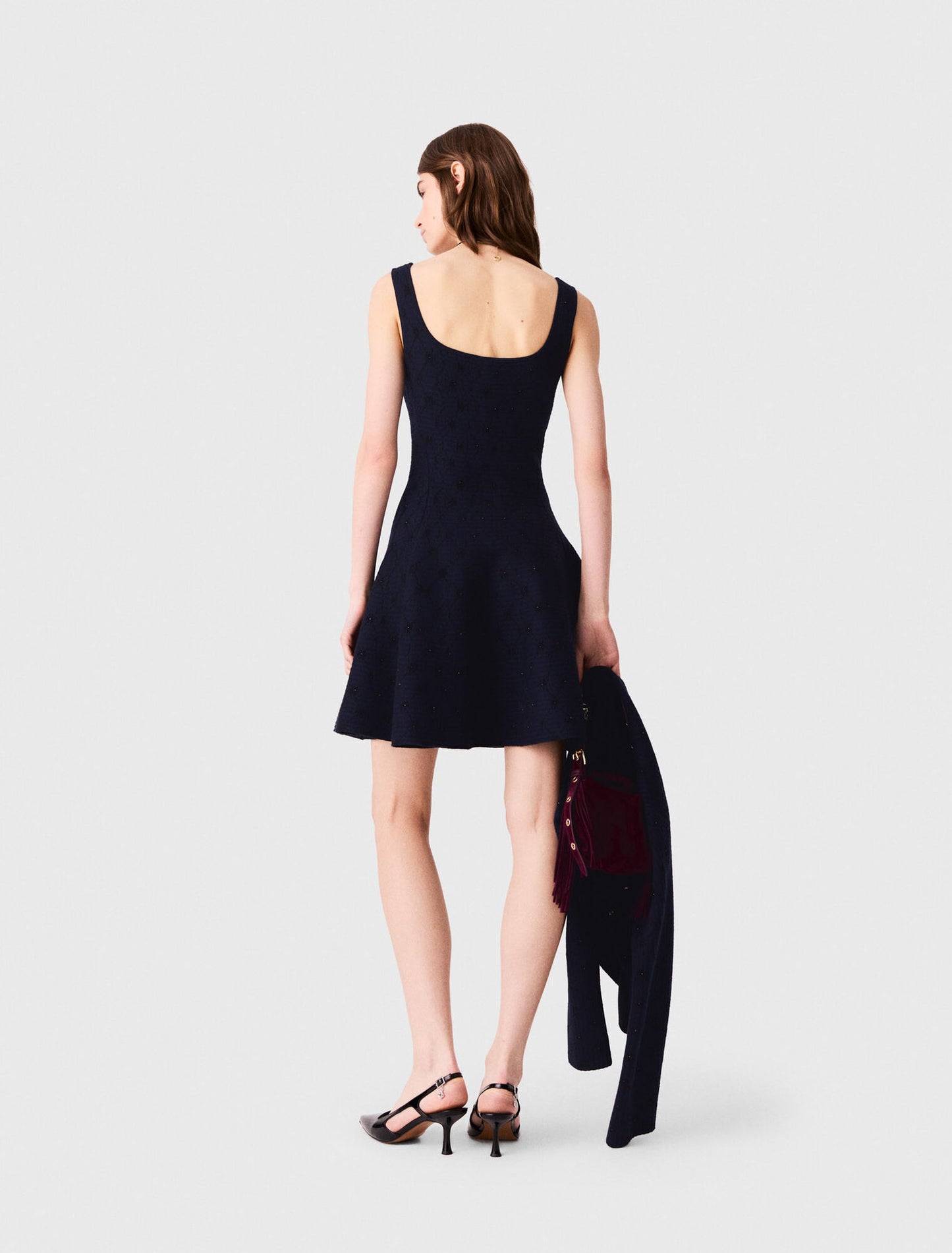 Short jacquard skater dress Navy