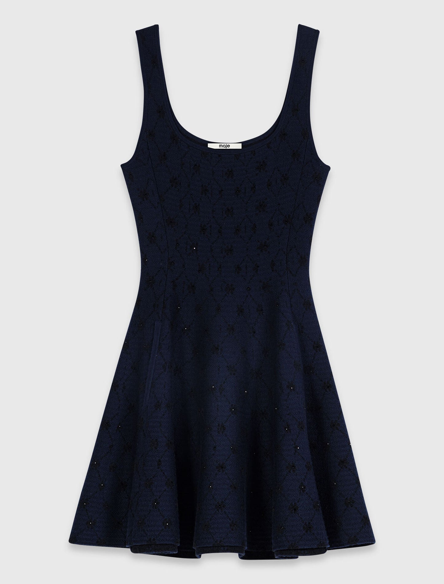 Short jacquard skater dress Navy