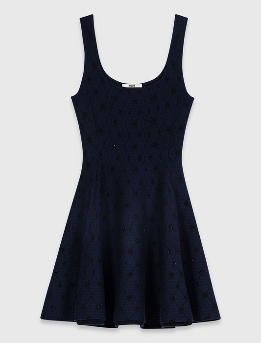 Short jacquard skater dress Navy