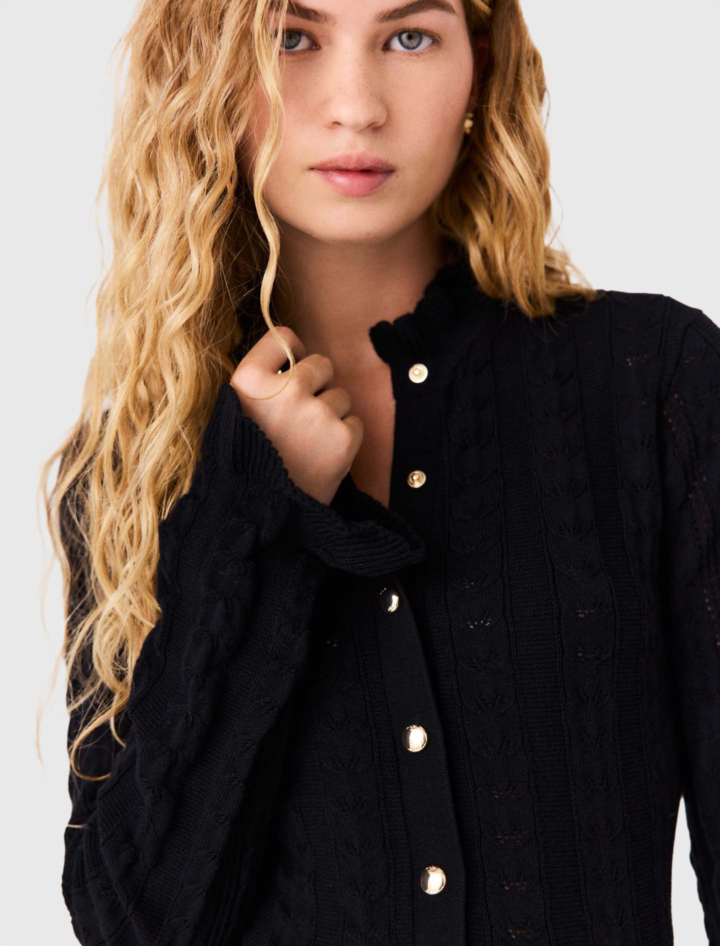 Short knit dress with buttons Black