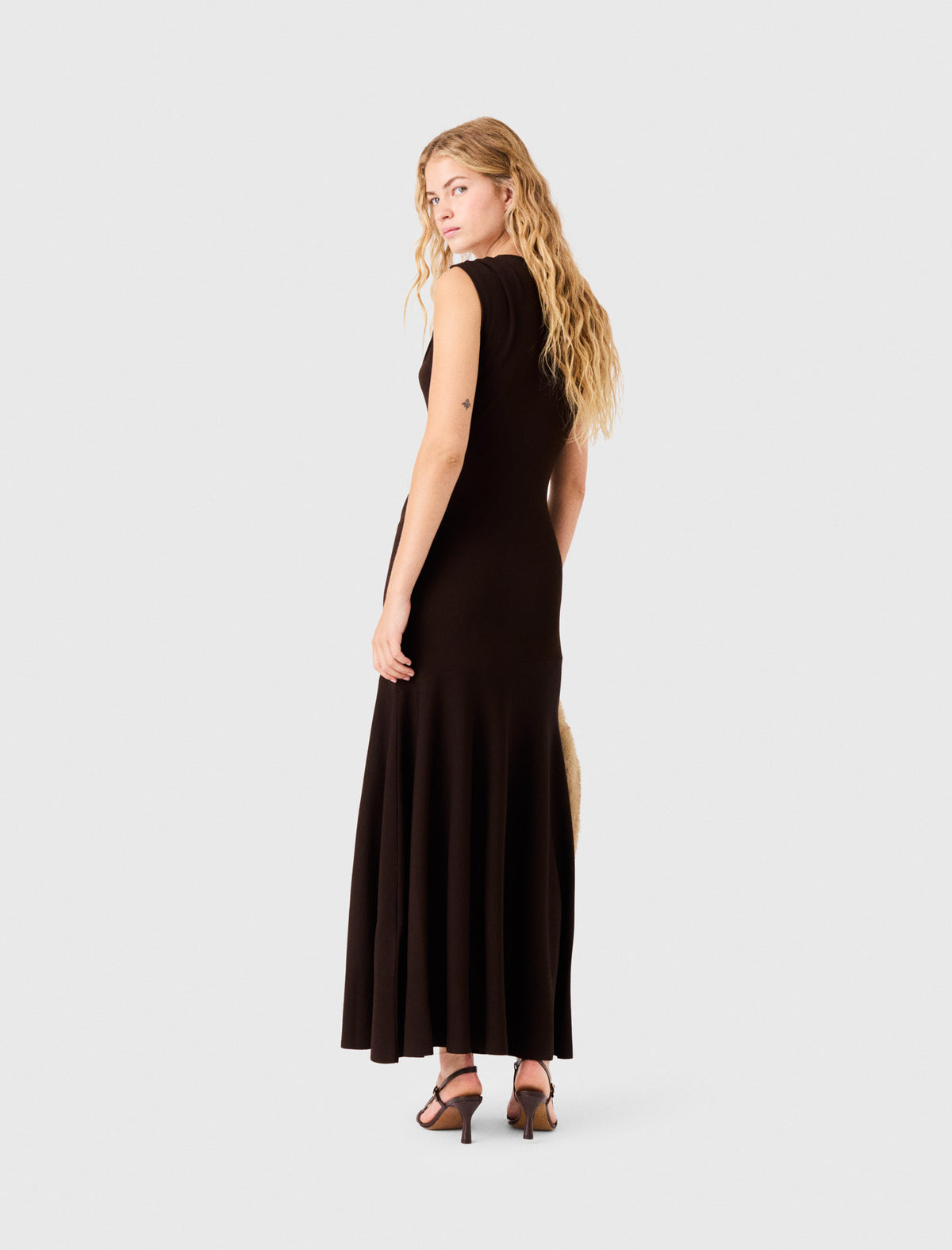 Asymmetrical jersey dress Dark Brown