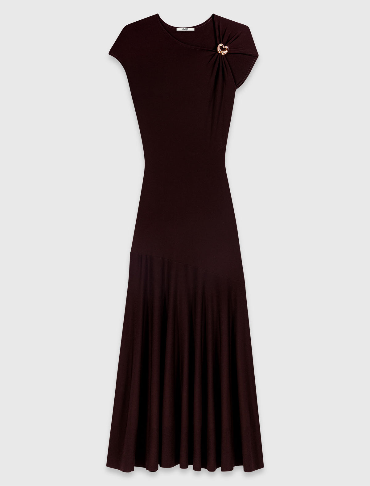 Asymmetrical jersey dress Dark Brown