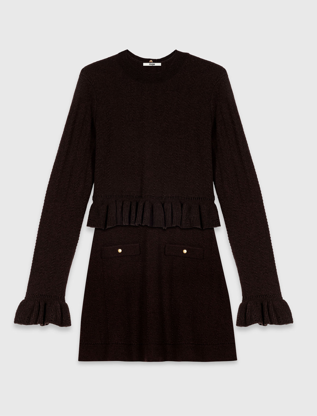 Knitted dress with detachable jumper Dark Brown