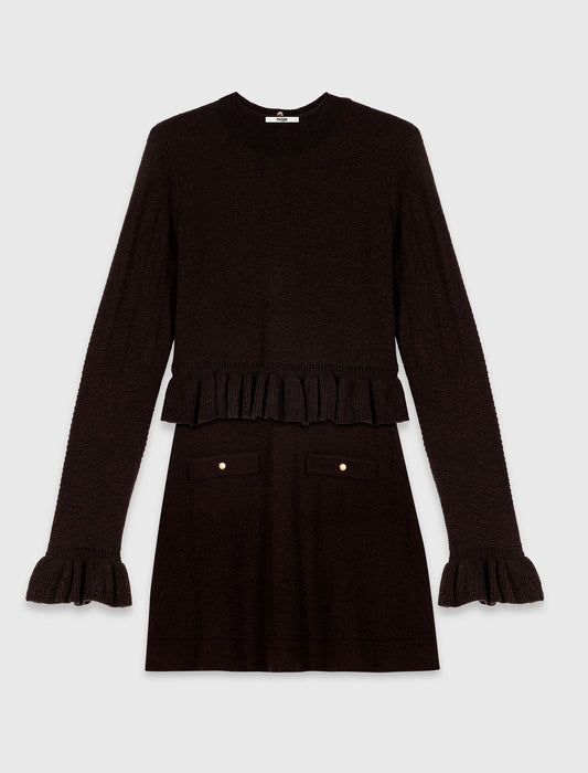 Knitted dress with detachable jumper Dark Brown