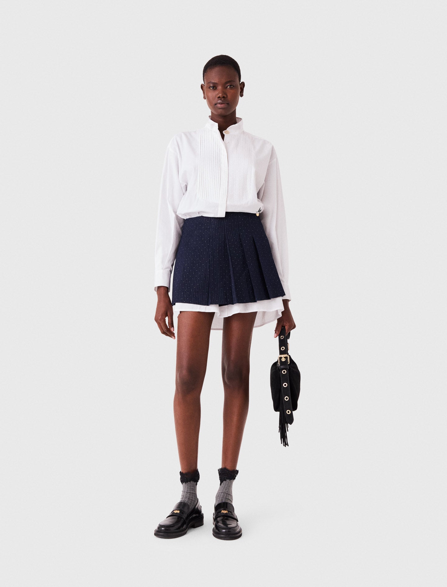 Shirt dress with removable skirt White/Navy