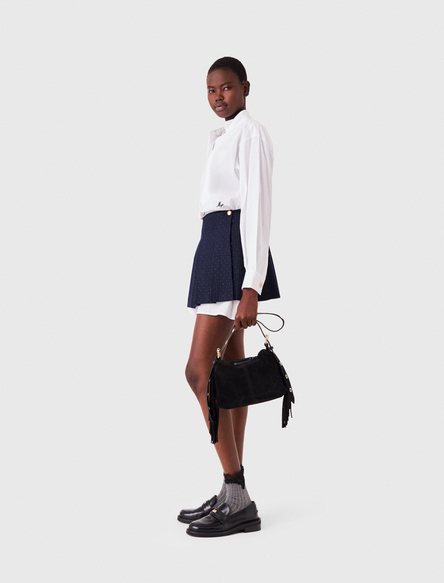 Shirt dress with removable skirt White/Navy
