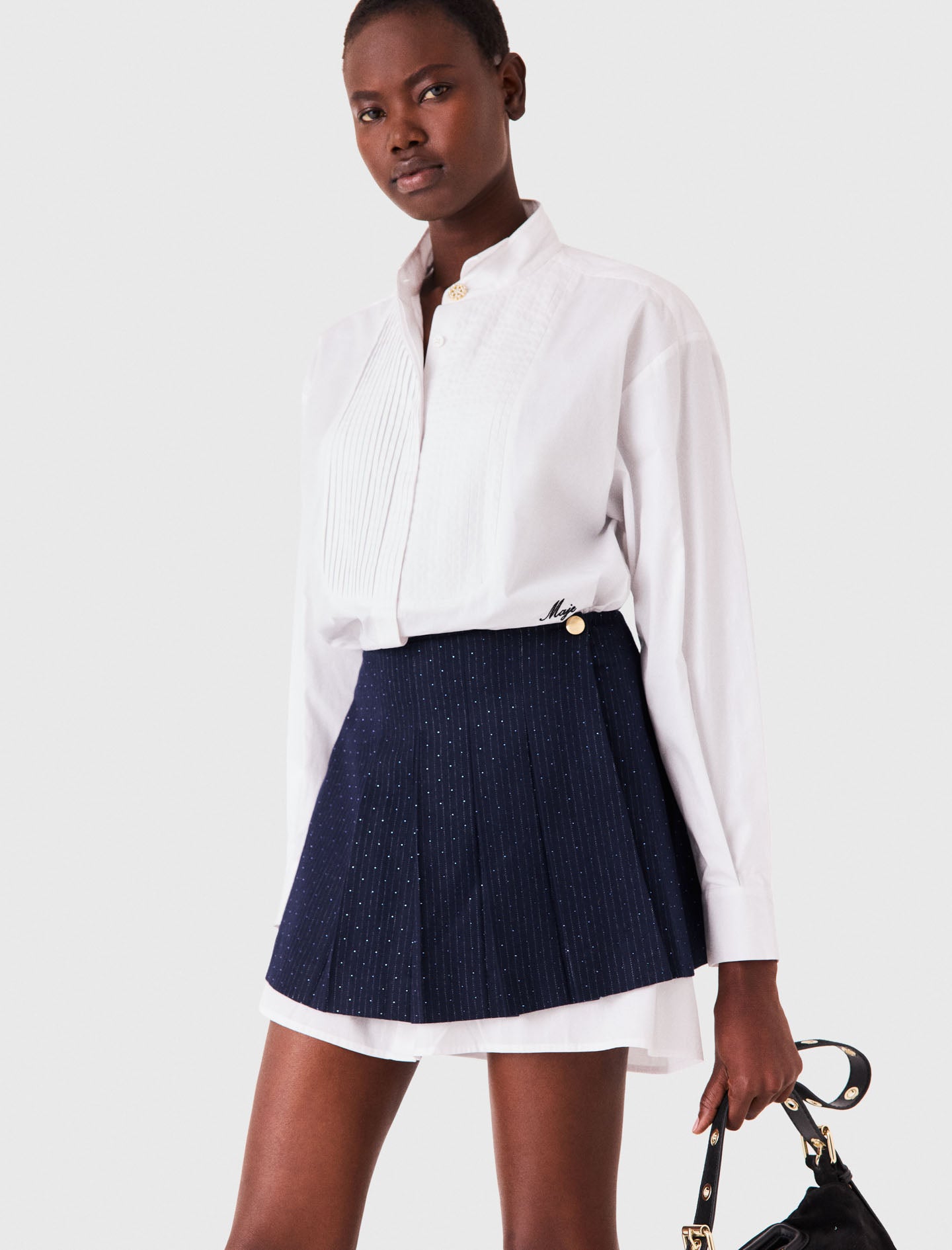 Shirt dress with removable skirt White/Navy