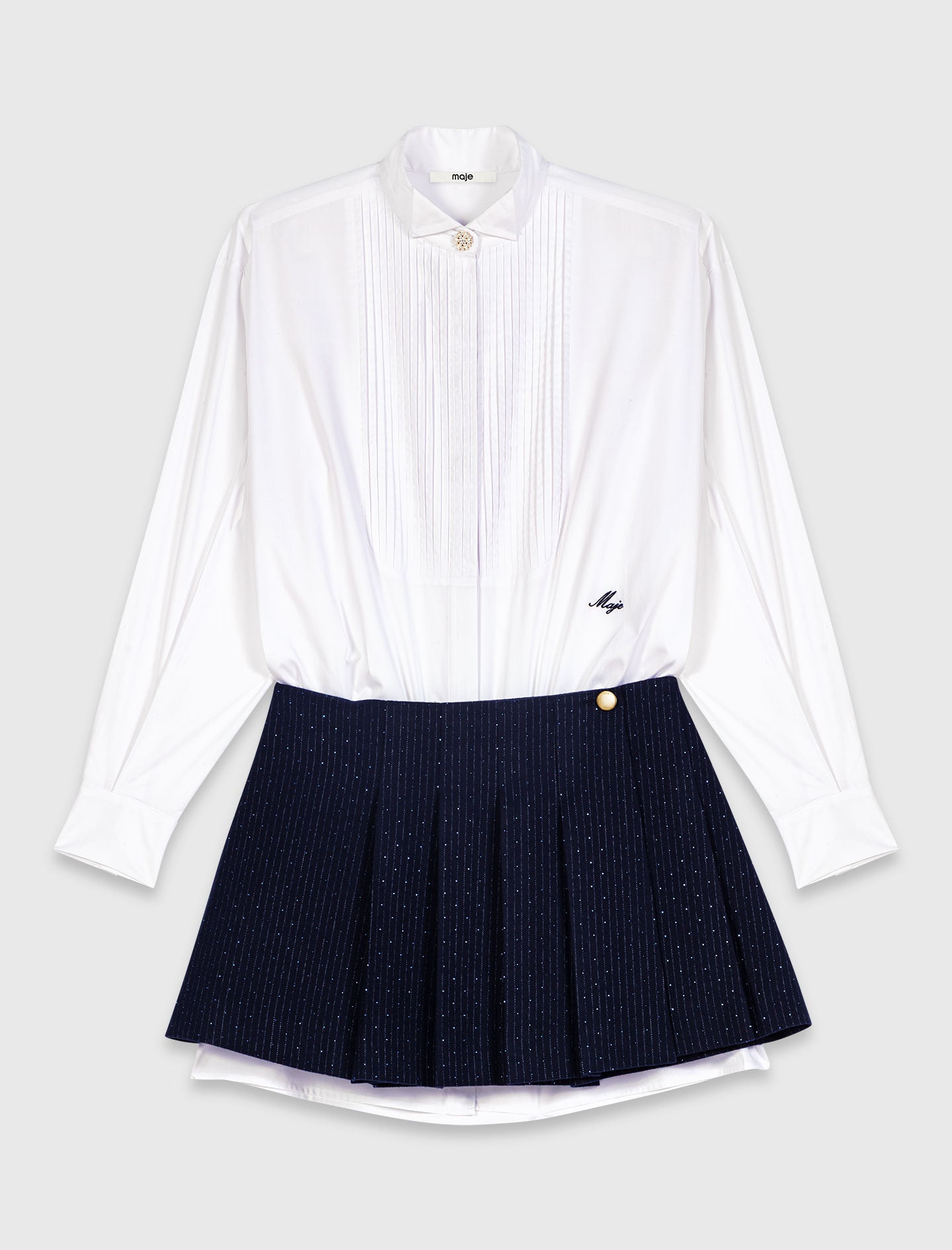 Shirt dress with removable skirt White/Navy