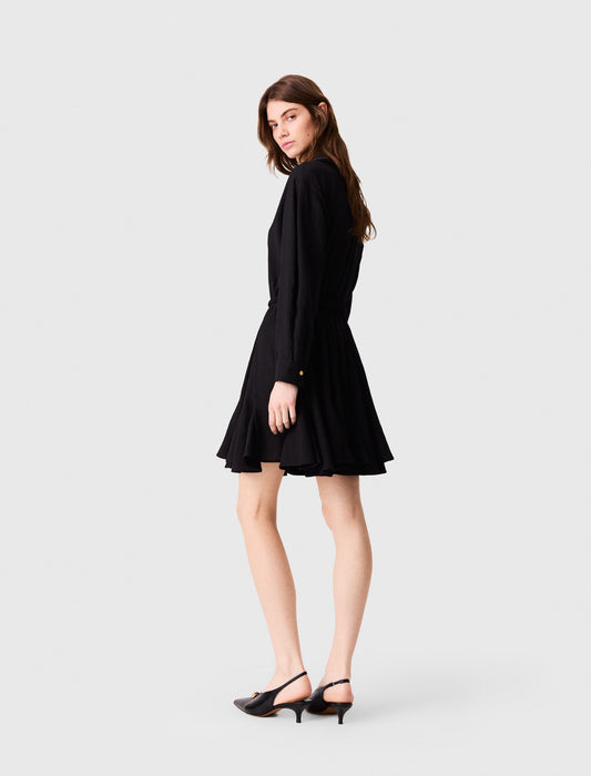 Long-sleeved shirt dress Black