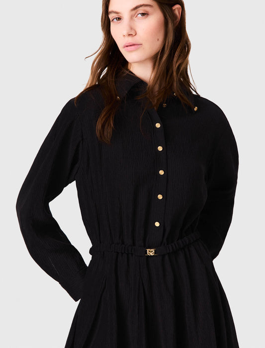 Long-sleeved shirt dress Black