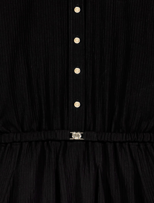 Long-sleeved shirt dress Black