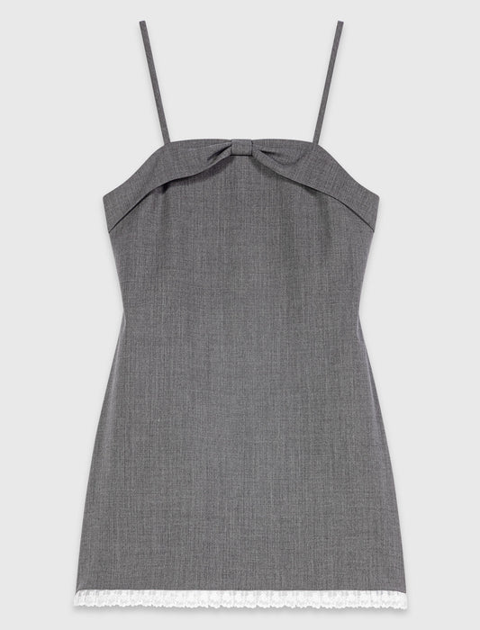 Short tailored dress with lace Grey