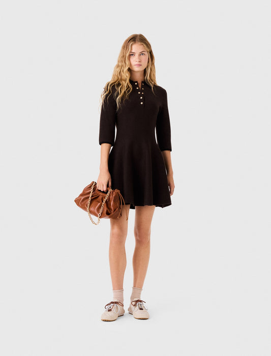 Knit Polo Dress Dark Brown