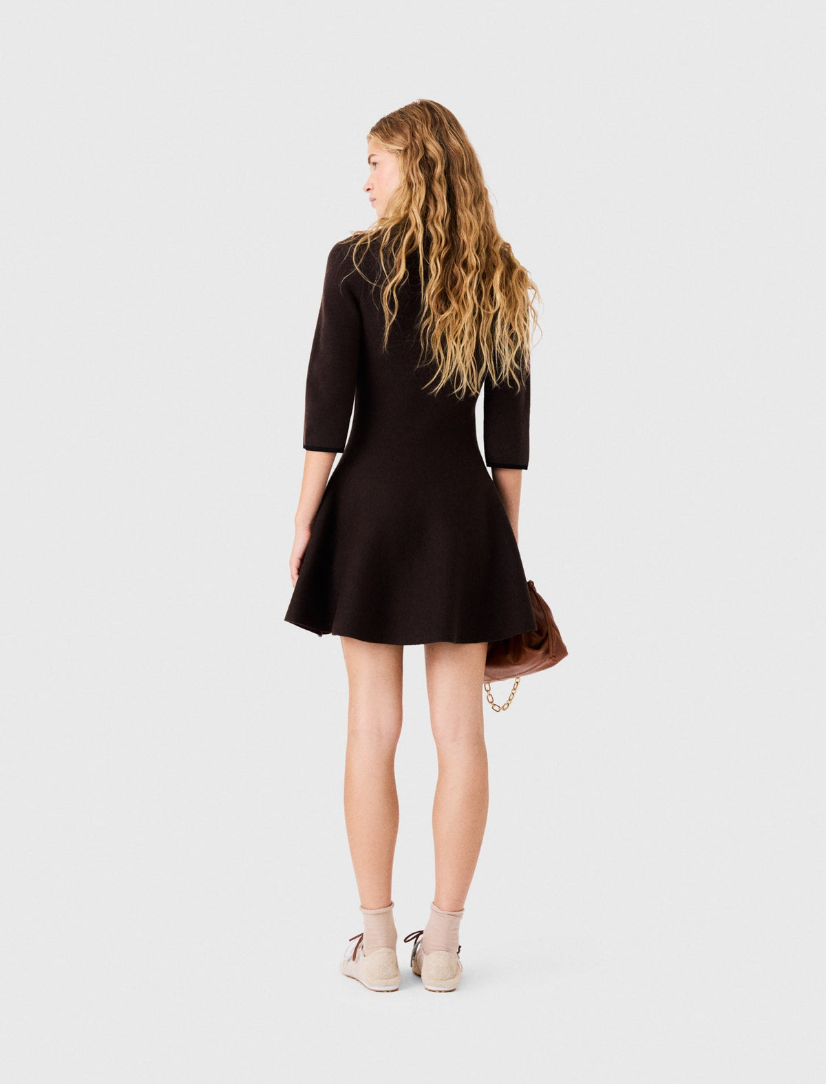 Knit Polo Dress Dark Brown