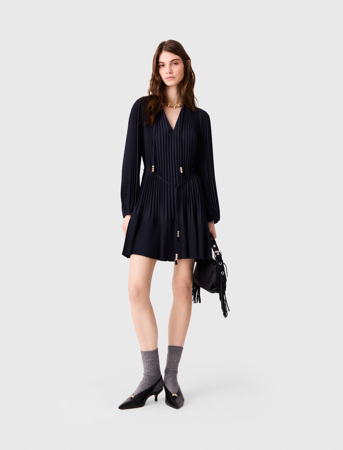 Short pleated dress Navy