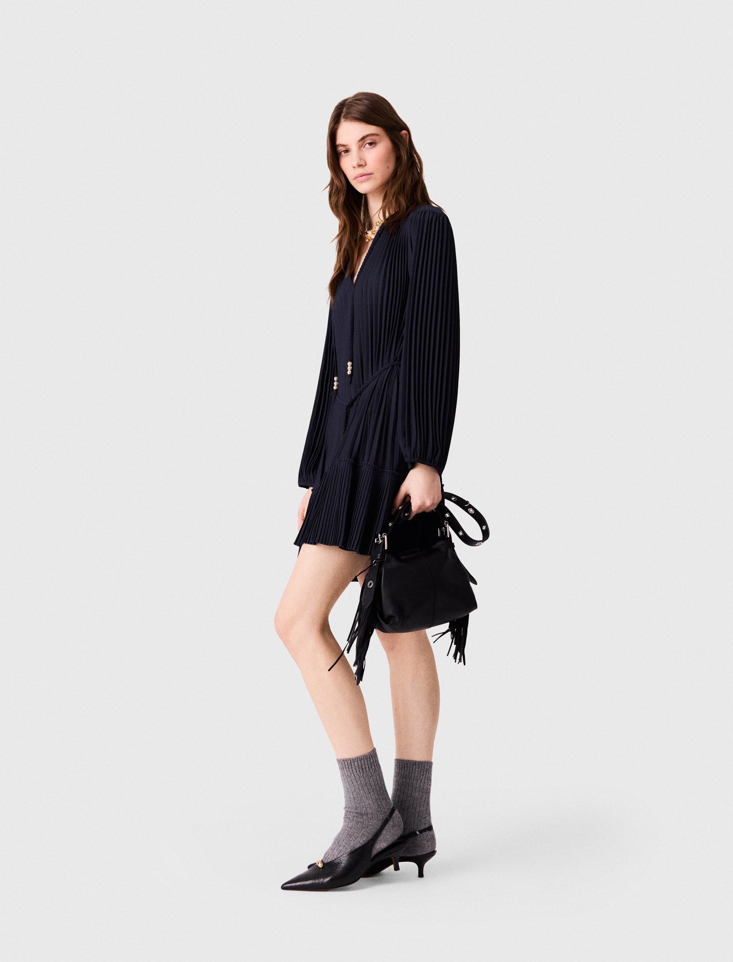 Short pleated dress Navy