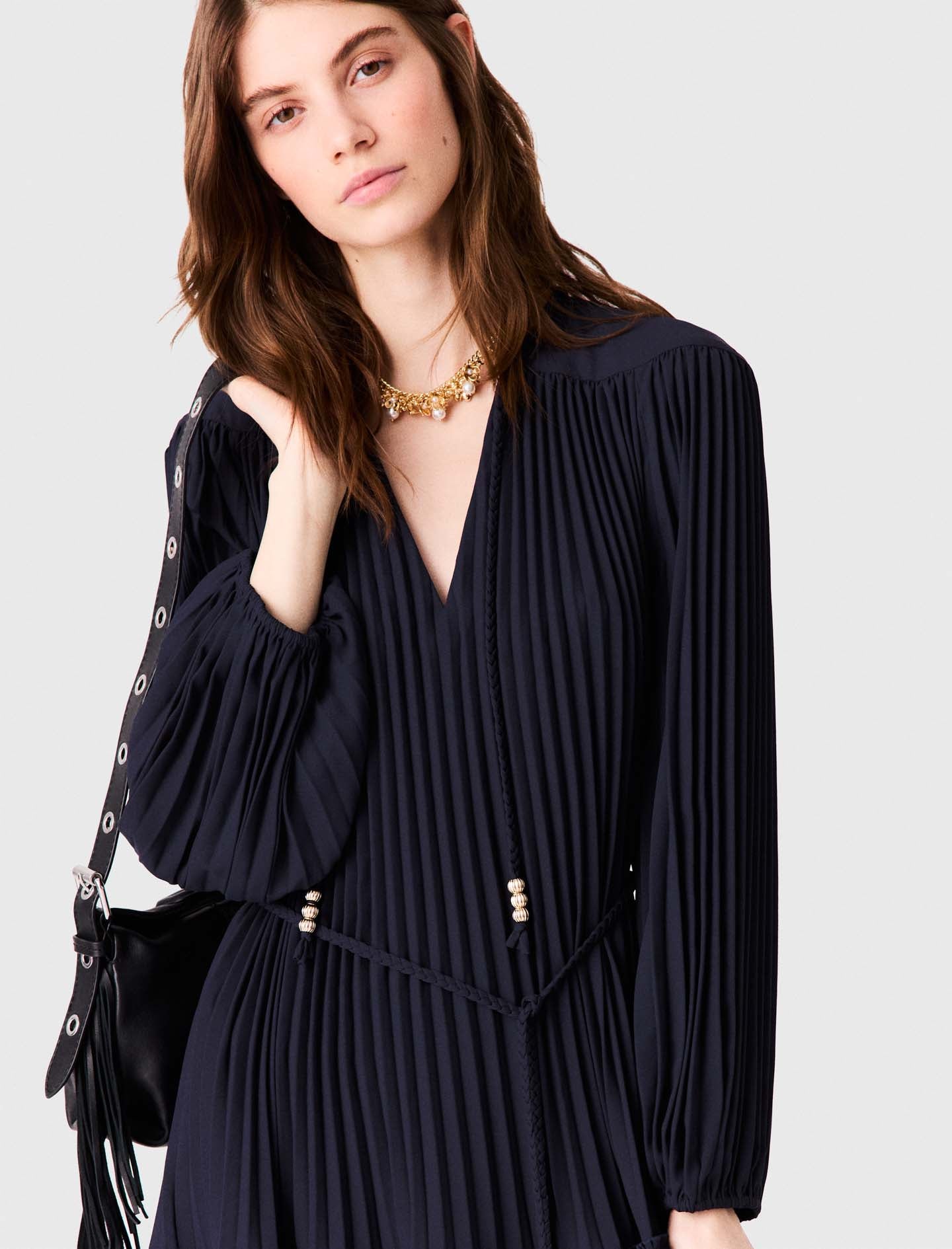 Short pleated dress Navy