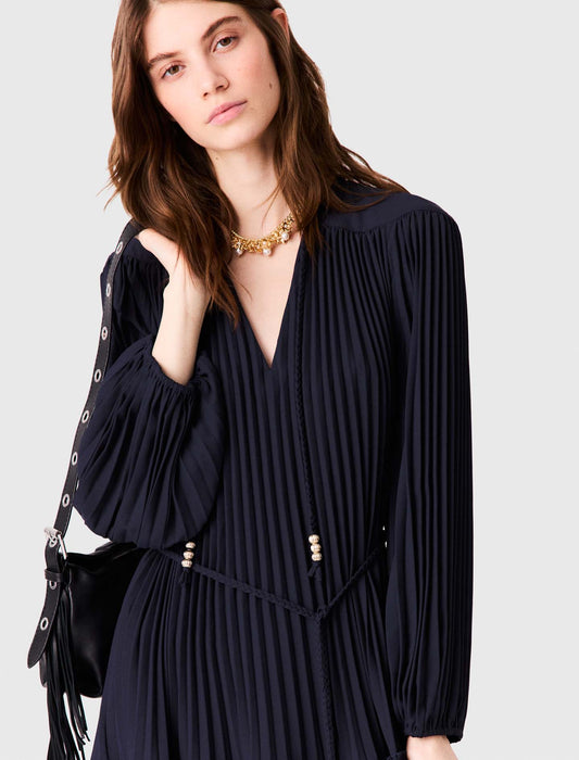 Short pleated dress Navy