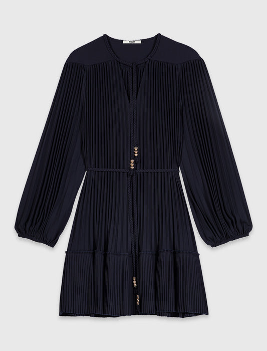 Short pleated dress Navy