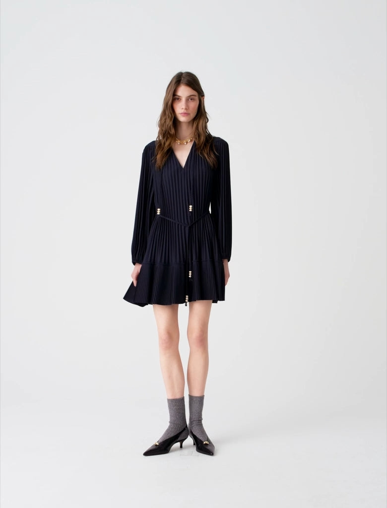 Short pleated dress Navy