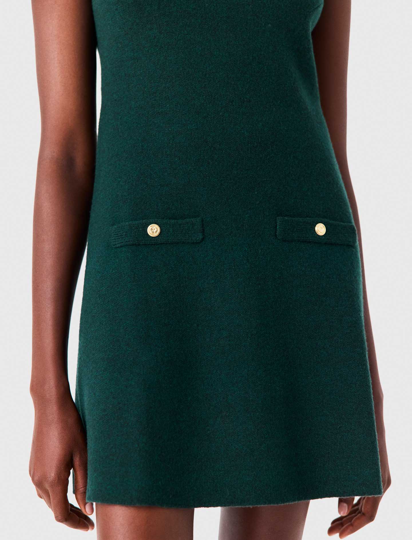 Knit dress with removable sweater Bottle Green