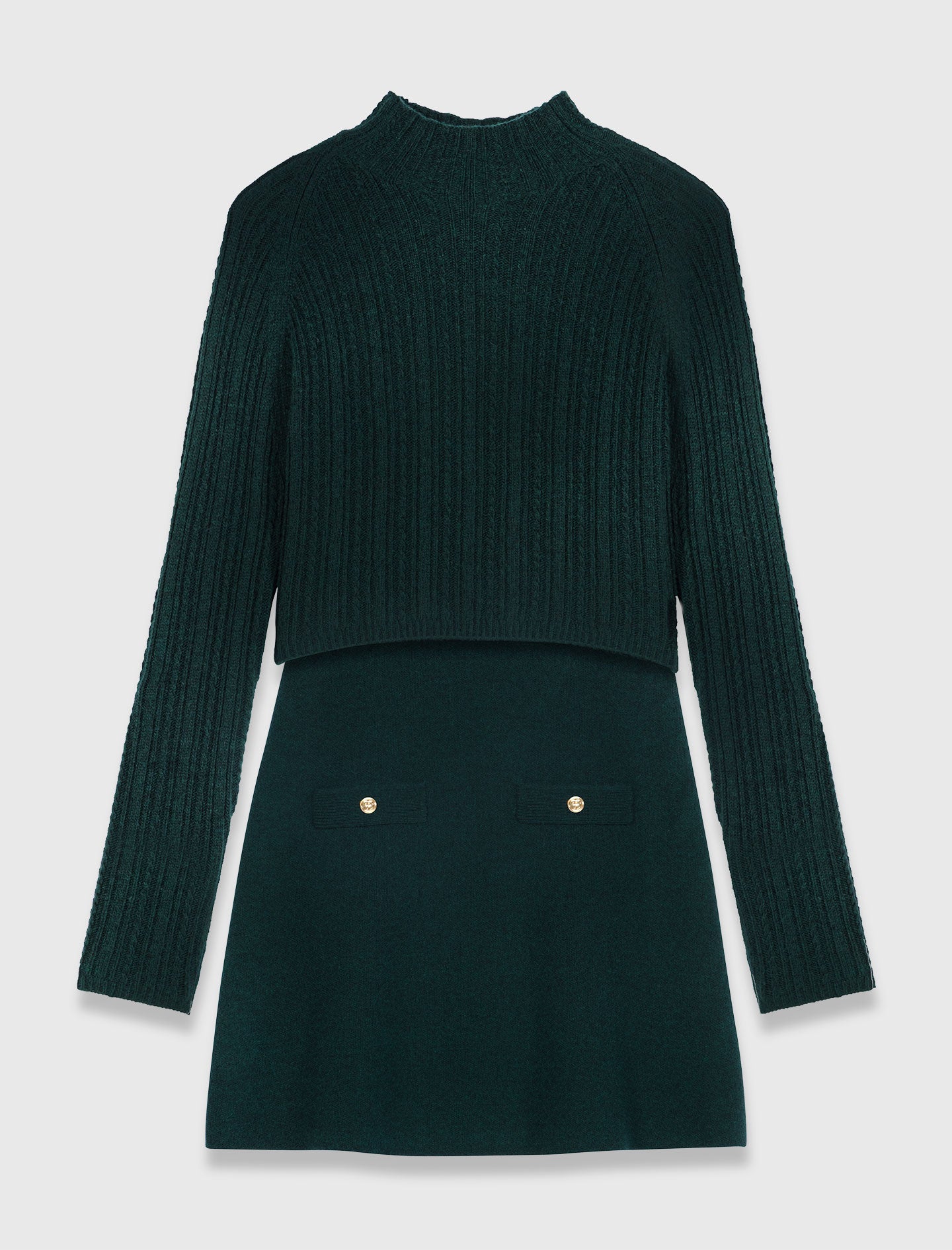 Knit dress with removable sweater Bottle Green