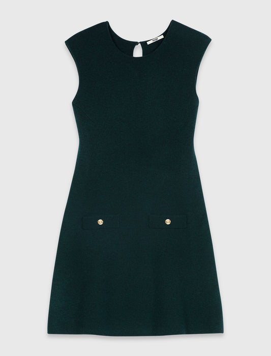 Knit dress with removable sweater Bottle Green