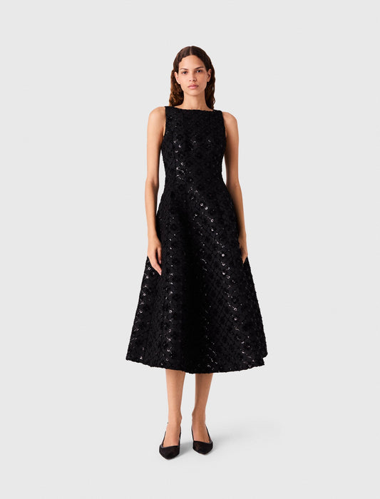 Rhinestone Velvet Maxi Dress Black