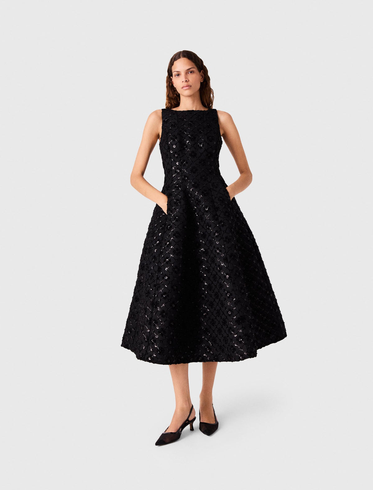 Rhinestone Velvet Maxi Dress Black