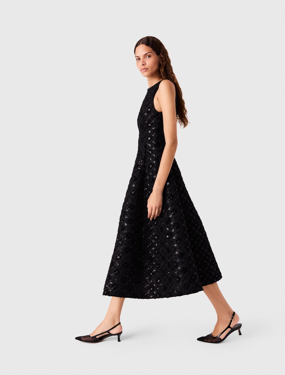 Rhinestone Velvet Maxi Dress Black