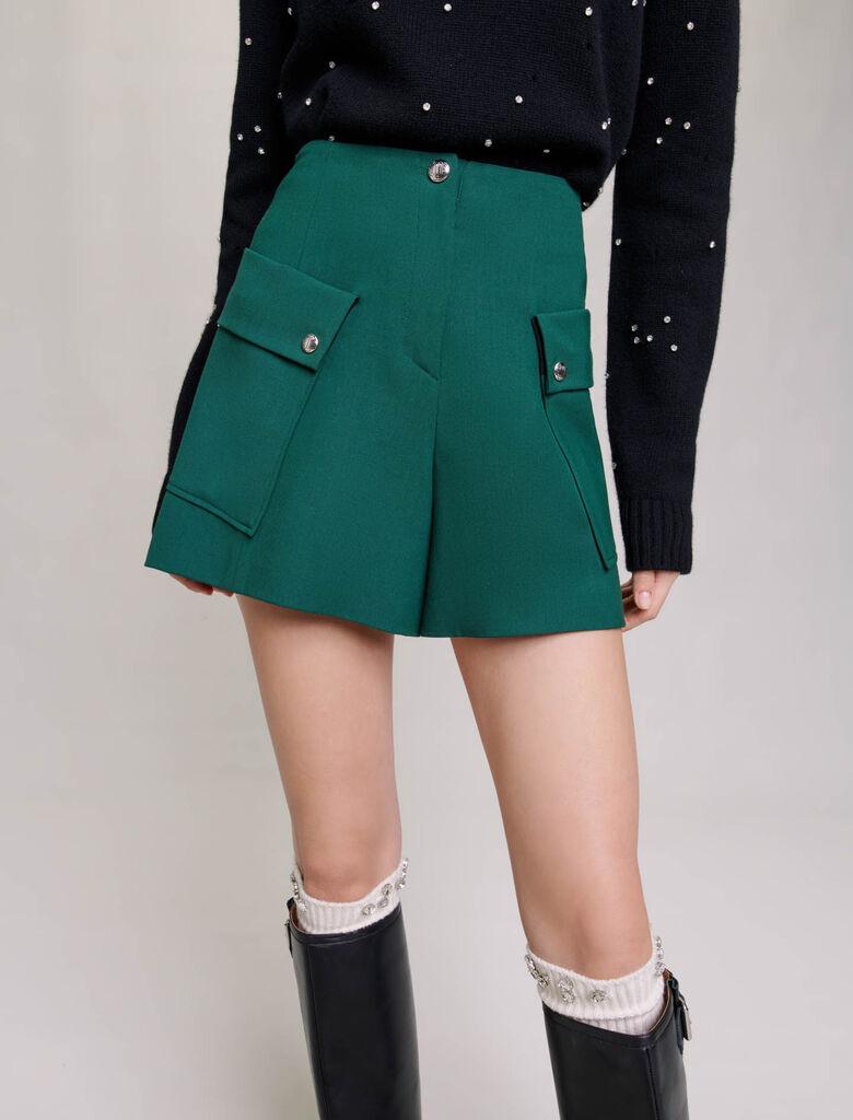 Bottle Green STRUCTURED SHORTS WITH POCKETS