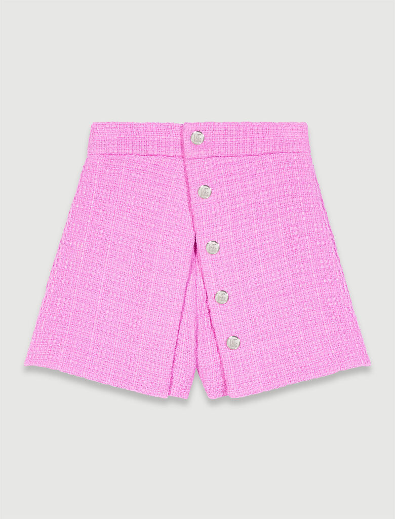 Pink-Panelled tweed shorts