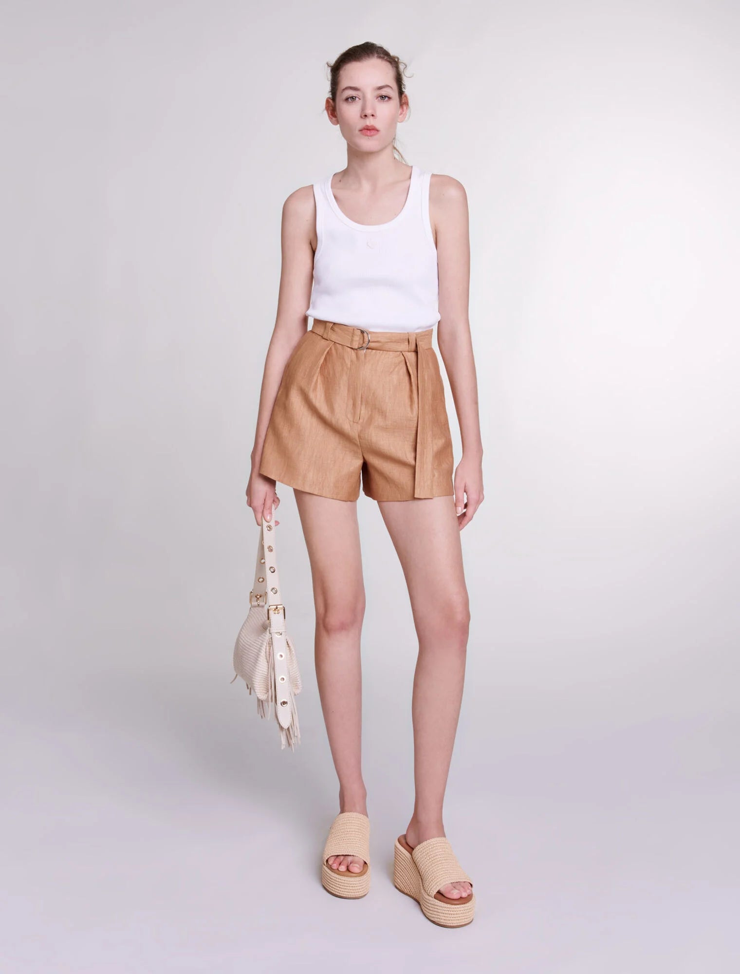Brown-featured-Linen shorts