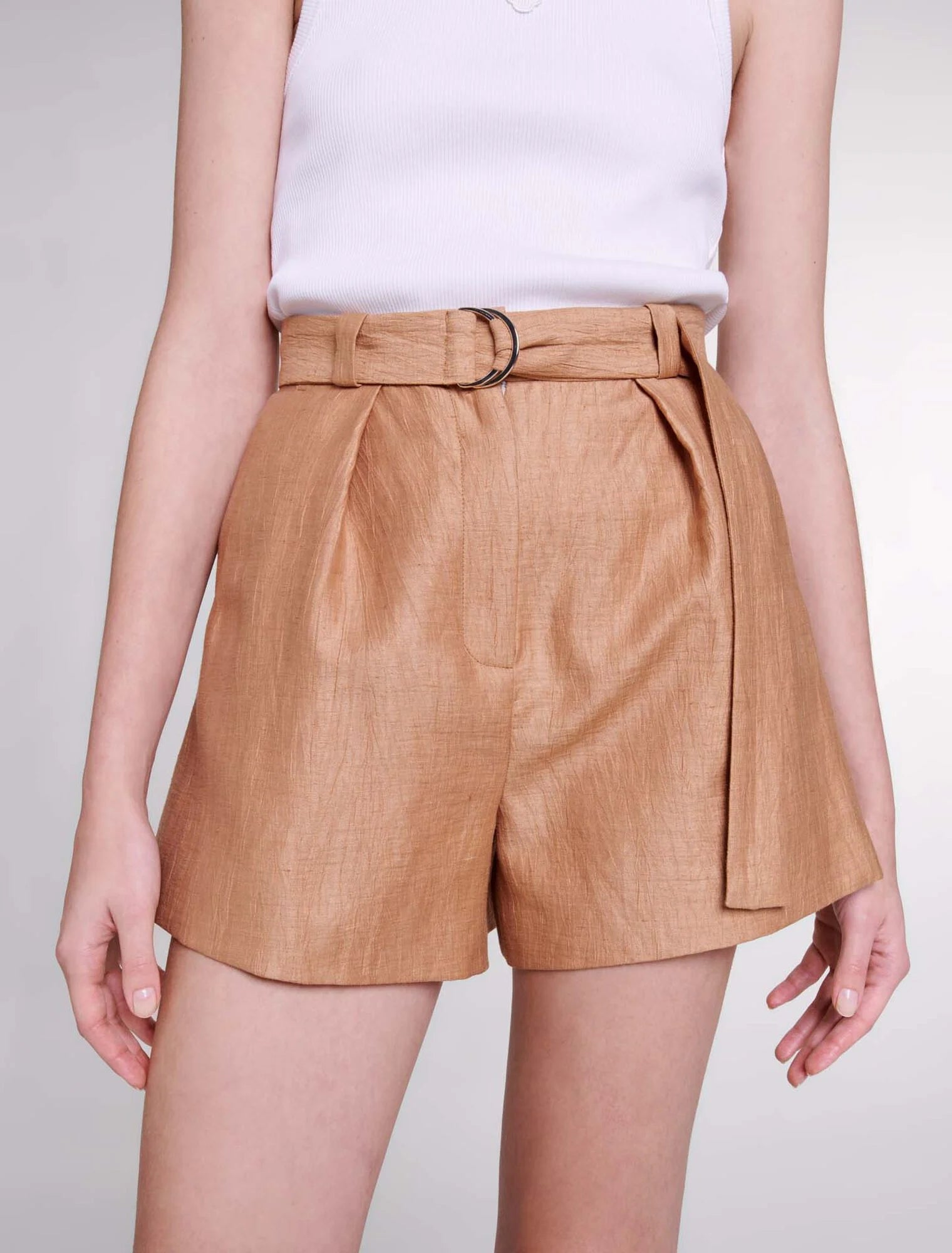 Brown-Linen shorts