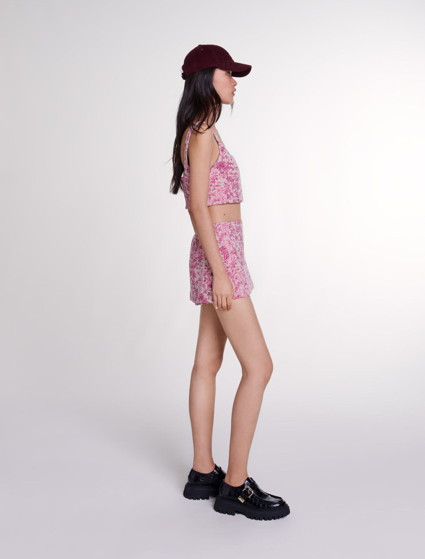 Pink toile de jouy  -Layered Toile de Jouy shorts