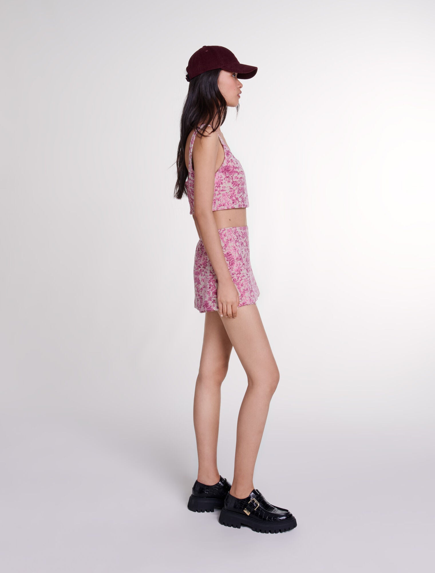 Pink toile de jouy  -Layered Toile de Jouy shorts