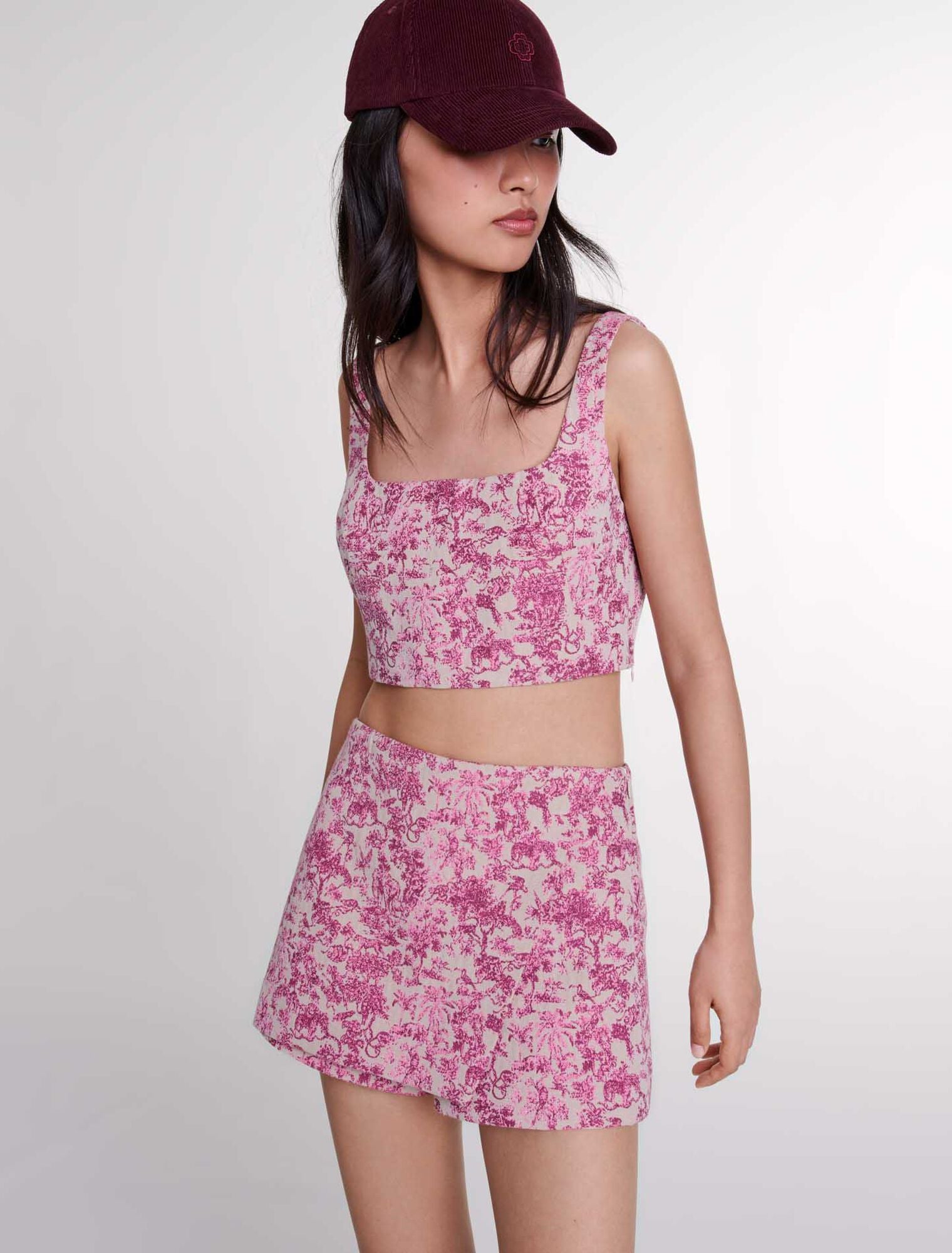 Pink toile de jouy  -Layered Toile de Jouy shorts