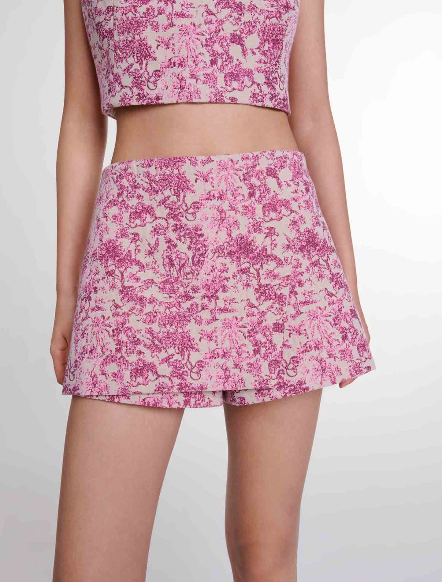 Pink toile de jouy  -Layered Toile de Jouy shorts