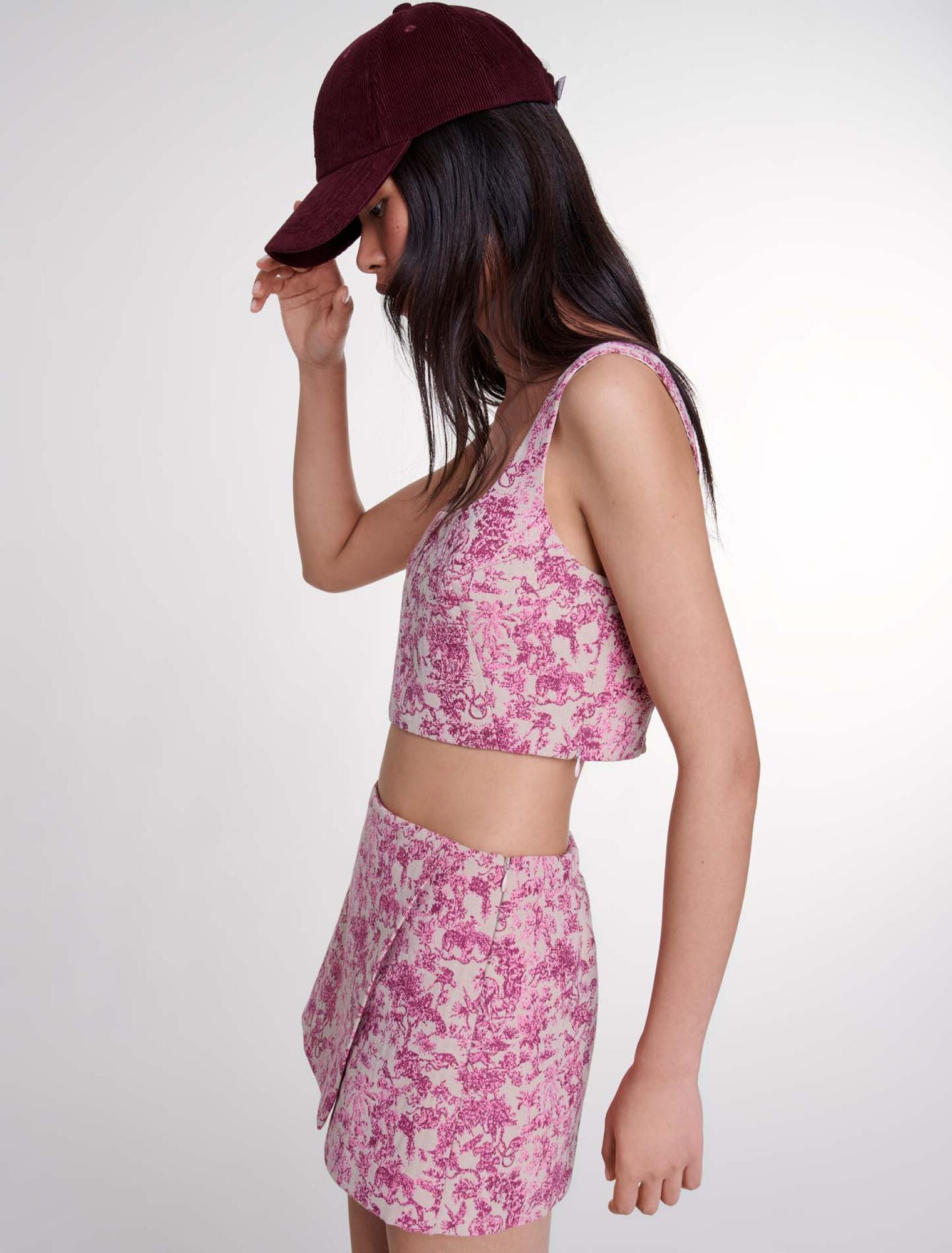 Pink toile de jouy  -Layered Toile de Jouy shorts