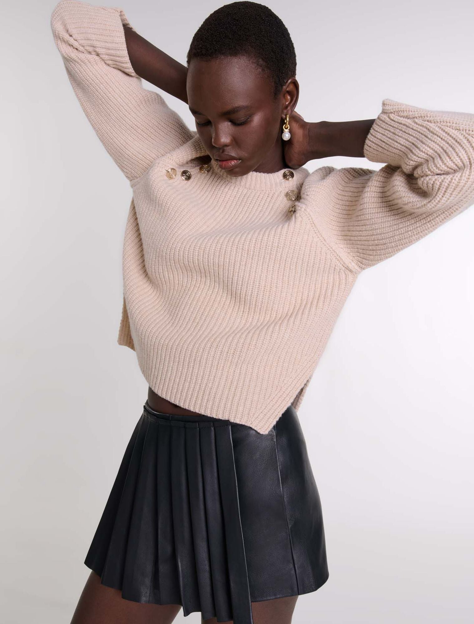 Black  -Leather Skort