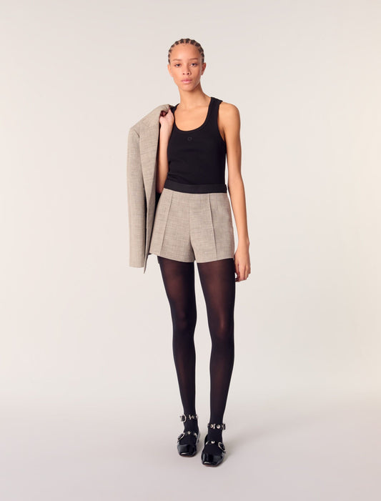 Grey-featured-Suit shorts with darts
