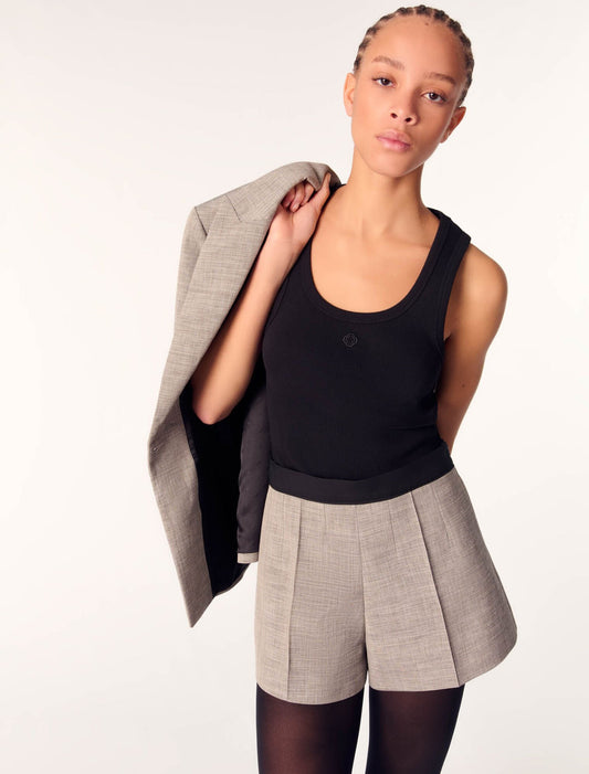 Grey-Suit shorts with darts